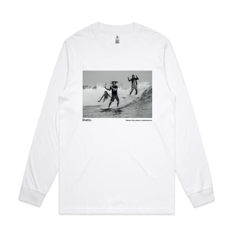 'Static. By respondek' White long sleeve T-shirt with photographic print (Featuring Ozzie Wright, Craig Anderson, Dion Agius) - Australia and USA shipping only.